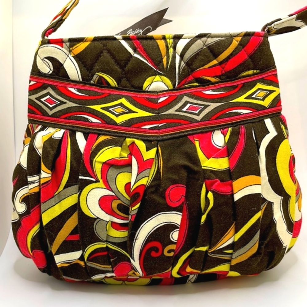 Vera Bradley Hannah Small Bag Retired Puccini Brown Red Floral Purse Handbag